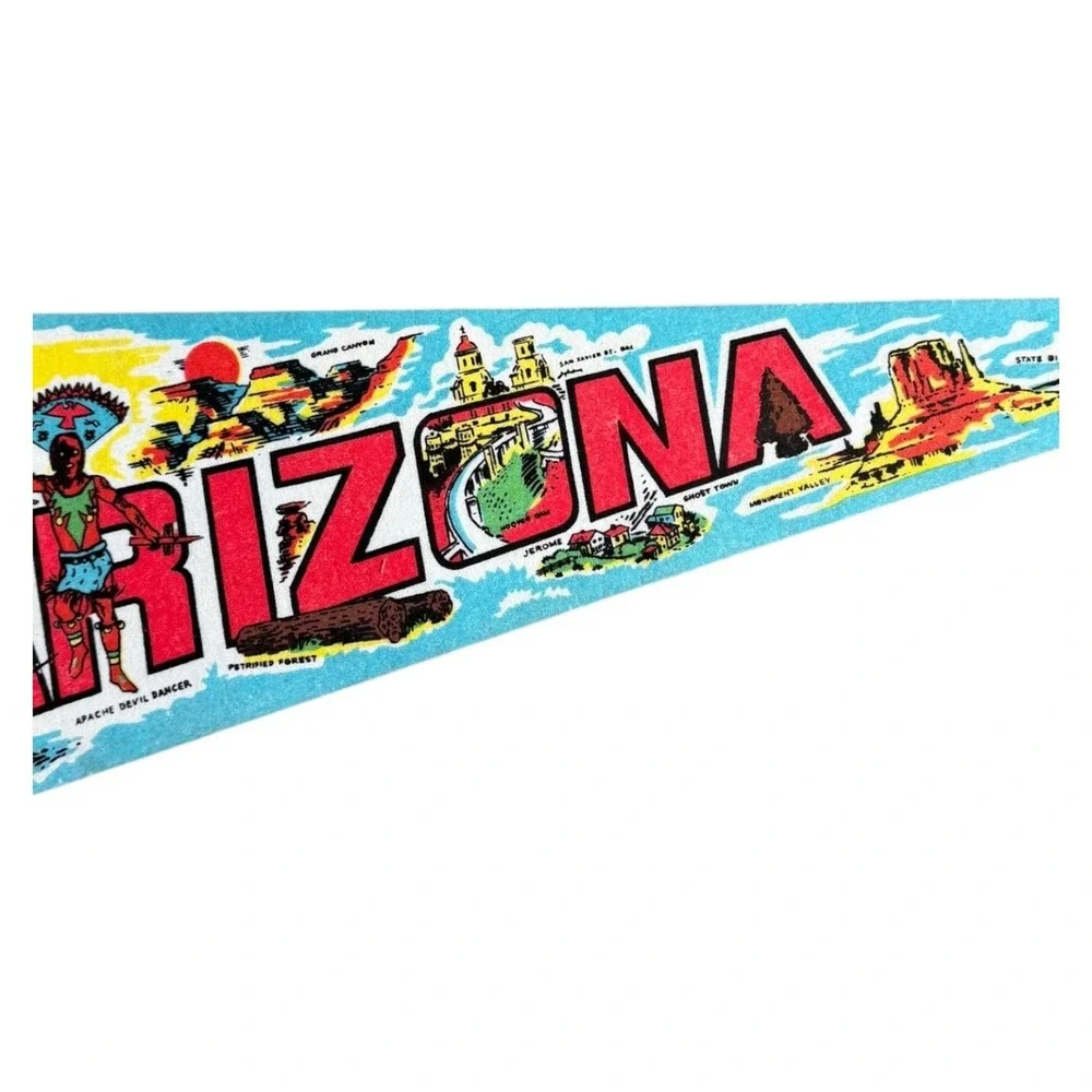 Vintage 1970‎ Arizona Felt Pennant Souvenir Banner Imperial Art Travel Route 66